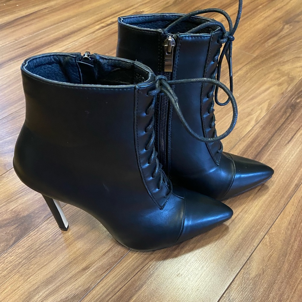 Black lace up booties size 9 never been worn